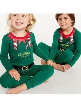 Old Navy Unisex Snug-Fit Elf Christmas Crew Holiday Pajama Set for Baby